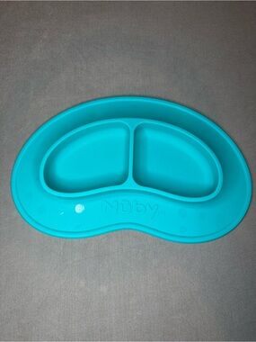 Nuby Silicone Suction Plate Divided Baby Toddler Feeding BPA Free Teal
